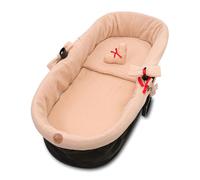 Coussin de siège Mousseline pour poussette bébé - housse de nacelle habillage couffin o réducteur chaise haute accessoires 3 pièces avec insert et oreiller Beige
