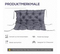 Coussin de Siège pour Banc de Jardin OutSunny 100x98x8cm Coton en Gris Foncé Résistant à l'Eau et Confort Optimal