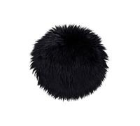 Coussin de siège rond en peau d'agneau artificielle noire Ø 35 cm