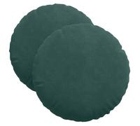 Coussin de siège rond en velours - vidaXL - Vert foncé - Ø 40 x 13 cm - Housses amovibles - Rembourrage polyester