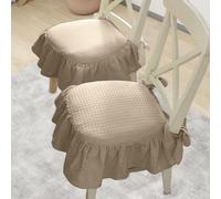 Coussin de siège simple en coton français - Coussin de chaise antidérapant avec attaches sécurisées - Housse de siège à volants doux et rembourrage en coton pour chaises de salle à manger, bureau et