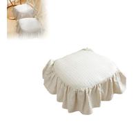 Coussin de siège simple en coton français, tissu doux antidérapant, coussins de chaise à volants avec attaches et rembourrage en coton pour cuisine et bureau, chaise de dîner (blanc)