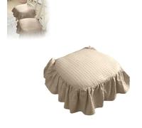 Coussin de siège simple en coton français, tissu doux antidérapant, coussins de chaise à volants avec attaches et garni de coton pour cuisine et bureau/chaise de dîner (kaki)