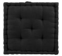 coussin de sol 50 x 50 x 10 cm coton/polyester recyclé twily noir