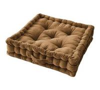Coussin de Sol 50x50cm Velours de Coton Capitonné Coloris Camel - HARRIS - ALTOBUY Marron G