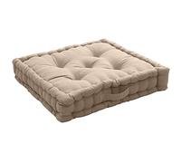 Eminza Coussin de sol Confortable 50 x 50 x 10 cm 100% coton Poignée de transport Naturel