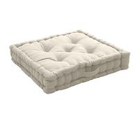 Eminza – Coussin de sol Panama – 50x50 cm, écru, 100% coton, garnissage coton recyclé, capitonné