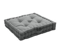 Coussin de Sol avec poignée, 50 x 50 cm, Gris, 100% Coton, Garnissage 100% Coton recyclé, Capitonné pour Assurer Une Bonne Tenue, Collection Panama, Enjoy Home