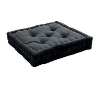 Coussin de Sol avec poignée, 50 x 50 cm, Gris foncé, 100% Coton, Garnissage 100% Coton recyclé, Capitonné pour Assurer Une Bonne Tenue, Collection Panama, Enjoy Home