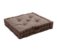 Coussin de Sol avec poignée, 50 x 50 cm, Marron Vison, 100% Coton, Garnissage 100% Coton recyclé, Capitonné pour Assurer Une Bonne Tenue, Collection Panama, Enjoy Home