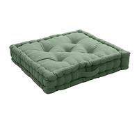 Coussin de Sol avec poignée, 50x50 cm, Vert Olive, 100% Coton, Capitonné pour Assurer Une Bonne Tenue, Idéal pour Coin Lecture, terasse ou chambe d'enfant, Collection Panama, Enjoy Home