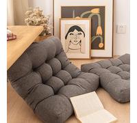 Coussin de sol carré japonais épais en coton et lin - Couleur unie - Pour salon, balcon, tatami, yoga, terrasse, utilisation en toutes saisons (gris foncé, carré : 55 x 55 cm)