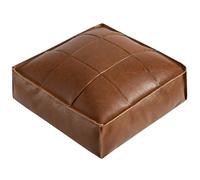 Coussin de sol carré Zen - Grand coussin de méditation en cuir synthétique pour yoga et relaxation en intérieur - Design américain élégant - Assise confortable (marron)