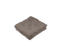 Coussin de sol couleur Taupe Franges en coton Uni - 45 x 45 x 10 cm