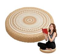 Coussin de sol, coussin rond rembourré tissé - Meubles bohèmes pour décoration d'intérieur pour cheminée, yoga, salon, salon de thé