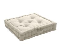Coussin de sol - EMINZA - Lucas - 50x50 cm - 100% coton - Ecru - Poignée de transport