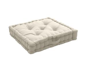 Coussin de sol - EMINZA - Lucas - 50x50 cm - 100% coton - Ecru - Poignée de transport
