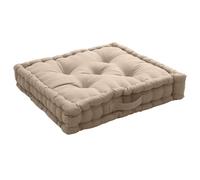 Coussin de Sol avec poignée, 50 x 50 cm, Beige Naturel, 100% Coton, Garnissage 100% Coton recy apitonné pour Assurer Une Bonne Tenue, Collection Panama, Enjoy Home