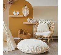 Coussin de sol pompons creme