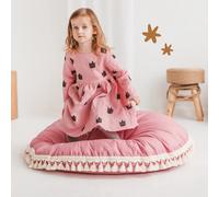 Coussin de sol pompons rose