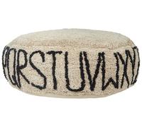 Coussin de Sol Pouf en Coton 60 x 60 x 20 cm à Motif Alphabétique Beige