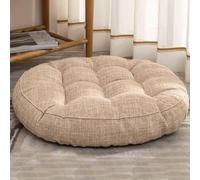 Coussin De Sol Rond Épais - Galette Chaise - De Méditation Doux en Coton Et Lin pour Yoga, Salon, Jardin, Bureau, Balcon, Tatami - Housse Lavable Adulte(G,Round 55cm)