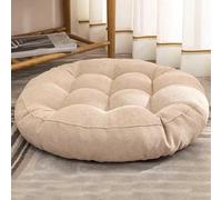 Coussin De Sol Rond Épais - Galette Chaise - De Méditation Doux en Coton Et Lin pour Yoga, Salon, Jardin, Bureau, Balcon, Tatami - Housse Lavable Adulte(S,Round 55cm)