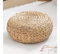 Coussin de sol tissé en jacinthe d'eau - 40,6 x 40,6 x 15,2 cm - Siège de méditation et de yoga zen - Décoration d'intérieur marron naturel pour chambre à coucher et salon - Accessoire de relaxation