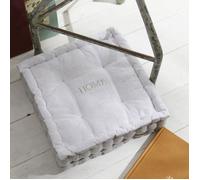 Coussin De Sol Carré En Coton "Capucine" Brodé - Blanc - 40 X 40 X H 10 Cm
