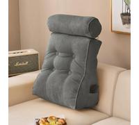 Coussin de soutien dorsal pour canapé-lit avec support cervical amovible, chaise de bureau avec housse de coussin lavable, 45 x 50 x 25 cm (70 x 50 x 25 cm, gris foncé)