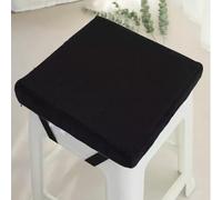 Coussin de tabouret de bar carré avec attaches, coussin de siège antidérapant avec housse lavable en machine, coussin de chaise, coussin de tabouret de bar (noir, 25,4 x 25,4 x 7,6 cm)