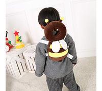 Coussin de tête anti-chute pour bébé - Support de tête pour bébé assis - Protection du dos - Sangle d'épaule réglable - Coussin de sac à dos en forme d'abeille - Marron et noir