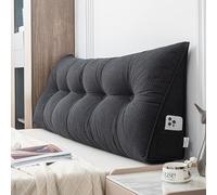 Coussin de tête de lit en velours lavable pour lit queen size et lit simple - Coussin de soutien lombaire confortable pour lecture (180 x 50 x 20 cm, noir)