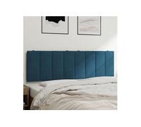 vidaXL Coussin de Tête de Lit Hanko, Oreiller de Tête de Lit avec Bandes Auto-agrippantes, Coussin Rembourré Chambre à Coucher, Bleu 160 cm Velours