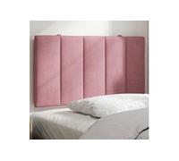 vidaXL Coussin de tête de lit Hanko – Rembourré, bandes auto-agrippantes, velours Rose 90 cm