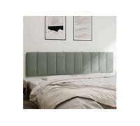 vidaXL Coussin de Tête de Lit Hanko, Oreiller de Tête de Lit avec Bandes Auto-agrippantes, Coussin Rembourré Chambre à Coucher, Gris Clair 200 cm Velours