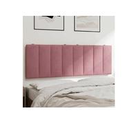 vidaXL Coussin de tête de lit Hanko - Velours rembourré, bandes auto-agrippantes - Rose 140 cm