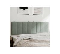 vidaXL Coussin de tête de lit Hanko – Bandes auto-agrippantes – Velours 160 cm Gris clair