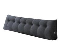 Coussin de tête de lit triangulaire pour repos au lit avec housse amovible Coussin de lecture pour positionnement du dossier - Coussin de lecture pour s'asseoir dans le li (160*50*20 Cm-black)