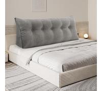 Coussin de tête de lit triangulaire pour repos au lit avec housse amovible Coussin de lecture pour positionnement du dossier - Coussin de lecture pour s'asseoir dans le lit-160*50*20 cm--un gris