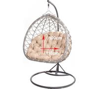 Coussin de tête pour chaise suspendue 110x100cm Beige | Coussins pour meubles de jardin | Coussin de sol pour enfants | Coussins pour balançoire suspendue