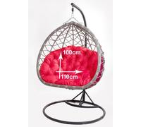 Coussin de tête pour chaise suspendue 110x100cm rouge | Coussins pour meubles de jardin | Coussin de sol pour enfants | Coussins pour balançoire suspendue