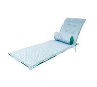 Coussin de Transat avec Traversin - 195x60x5 cm - Déperlant, Résistant aux UV et Confortable - Matelas pour Chaise Longue et Bain de Soleil - Motif Éventaile vers - DÉCO Arts