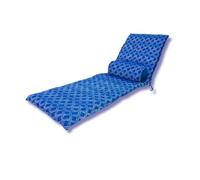 Coussin de Transat avec Traversin - 195x60x5 cm - Déperlant, Résistant aux UV et Confortable - Matelas pour Chaise Longue et Bain de Soleil - Motif Nautique Bleu - DÉCO Arts