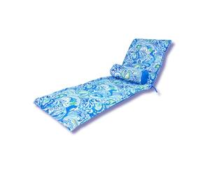 Coussin de Transat avec Traversin - 195x60x5 cm - Déperlant, Résistant aux UV et Confortable - Matelas pour Chaise Longue et Bain de Soleil - Motif Arabesque - DÉCO Arts