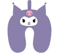 Coussin de Voyage Kuromi (Hello Kitty Series), Forme « U » en Violet avec Application Kuromi et poignées intégrées pour faciliter l'accrochage dans la Voiture ou Le Sac à Dos