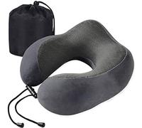Coussin de Voyage, Oreiller de Cou en Mousse à Mémoire de Forme Portable, Petit et Léger pour Voyager, Oreiller d'avion Doux et Confortable,Gris foncé