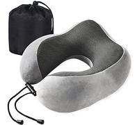 Coussin de Voyage, Oreiller de Cou en Mousse à Mémoire de Forme Portable, Petit et Léger pour Voyager, Oreiller d'avion Doux et Confortable,Gris