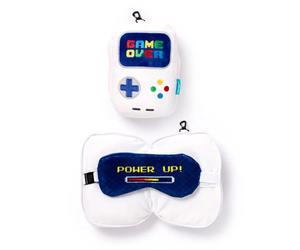 Coussin de voyage peluchÃ© 2-en-1 - console de jeu vidÃ©o Puckator Relaxeazzz Game Over Blanc 19x14x9 cm