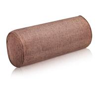 Coussin de Yoga Cylindrique pour Cou et Bas du Dos, Café | Coton Lin et Coton Perlé, Housse Zippée Amovible, Surface Antidérapante, pour Yoga Restauratif, Lecture